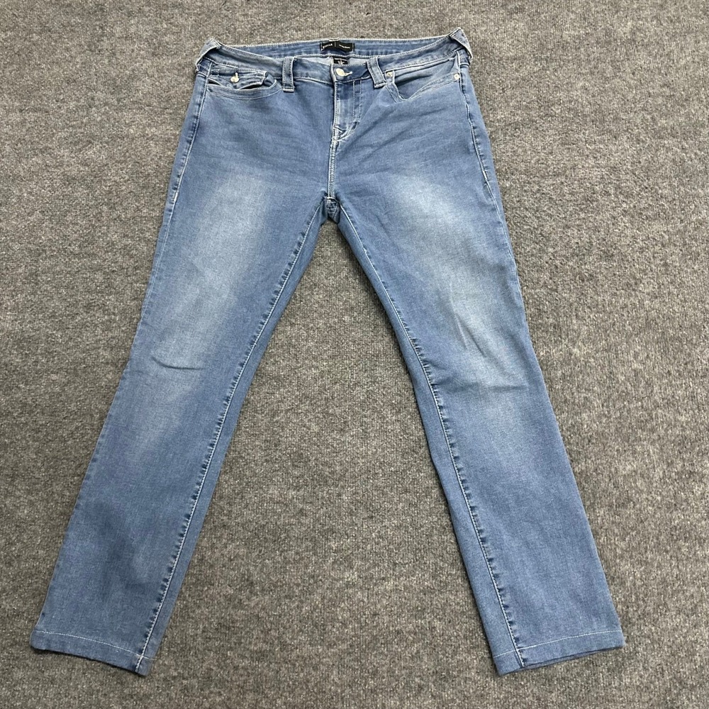 True Religion Jeans Womens Size 34 Stella Blue Low Rise Skinny Viscose Denim